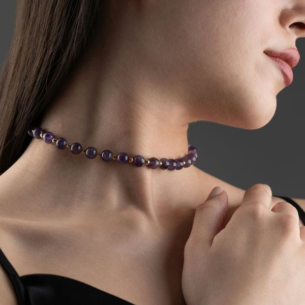 Ametist Choker Kolye (Şubat Doğum Günü Hediyesi)