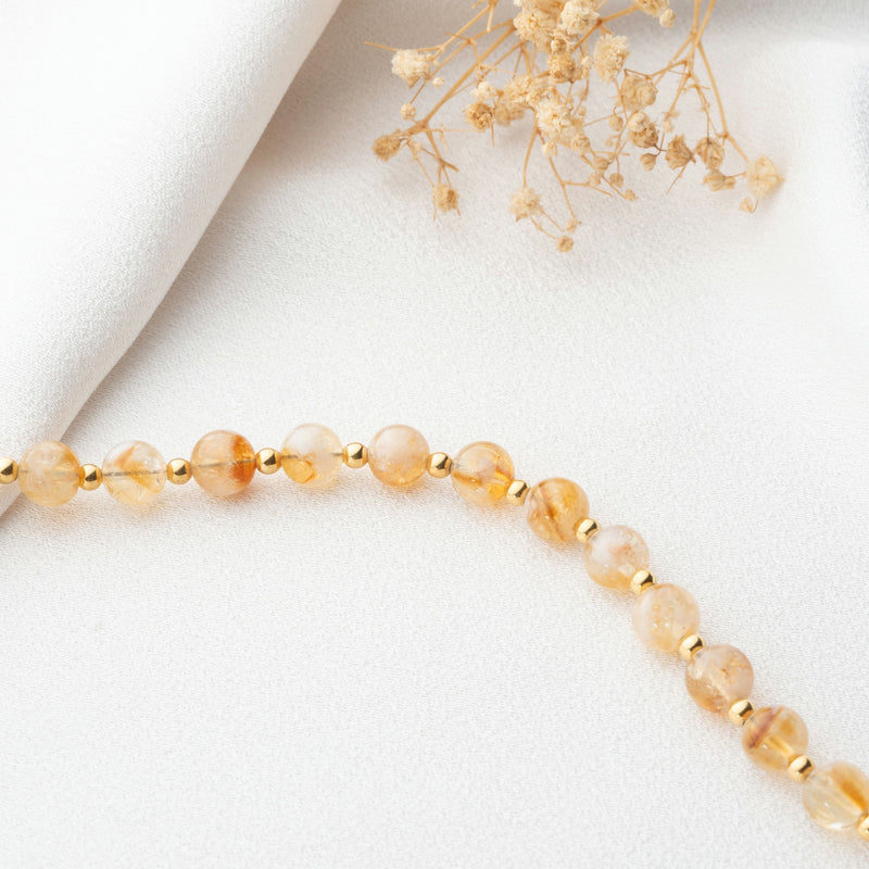 8mm Sitrin Doğal Taş Choker Kolye